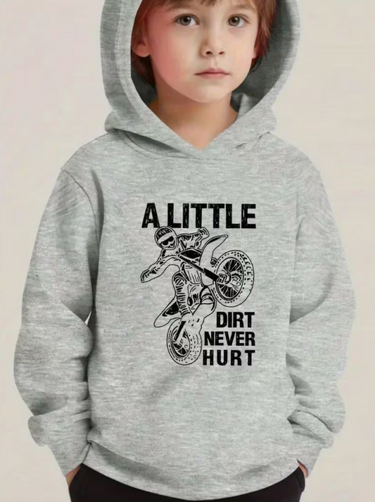 Childrens Dirt Never Hurt Hoodie, Grey
